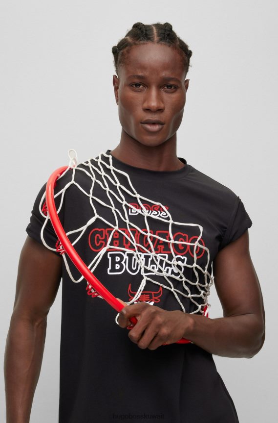 4TFNJN1787 ثيران الدوري الاميركي للمحترفين Hugo Boss & NBA تي شيرت من القطن المطاطي