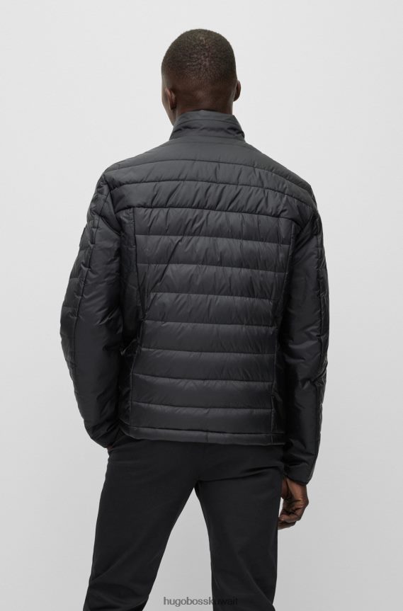 4TFNJN1789 أسود Hugo Boss سترة Hugo مقاومة للماء مع تطريز مثلث باللون الأسود