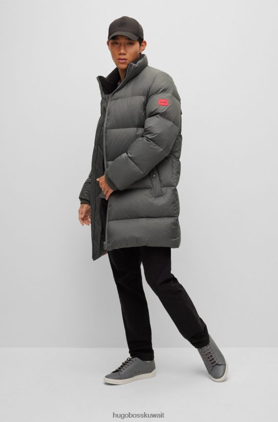 4TFNJN1790 الرمادي الداكن Hugo Boss معطف منتفخ مقاوم للماء مع شعار أحمر اللون باللون الرمادي الداكن من Hugo