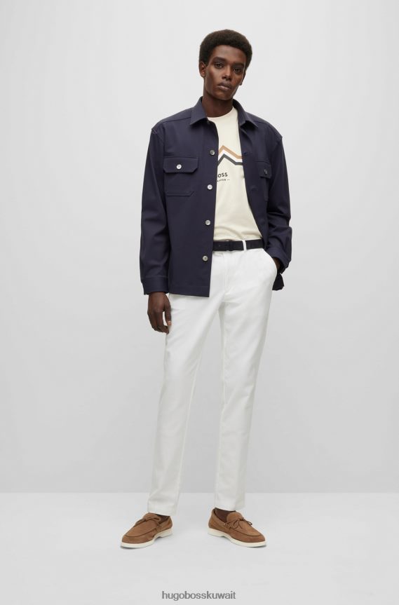 4TFNJN1794 أبيض Hugo Boss تيشيرت هوغو من الجيرسي القطني الأبيض بقصة ضيقة مع شعار فني