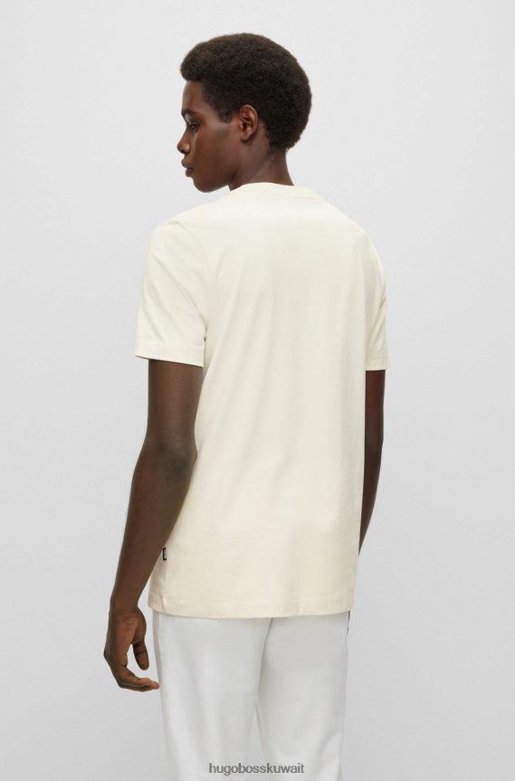4TFNJN1794 أبيض Hugo Boss تيشيرت هوغو من الجيرسي القطني الأبيض بقصة ضيقة مع شعار فني