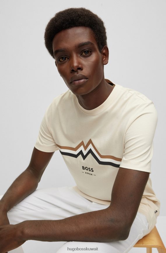 4TFNJN1794 أبيض Hugo Boss تيشيرت هوغو من الجيرسي القطني الأبيض بقصة ضيقة مع شعار فني