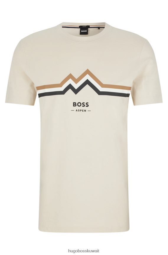 4TFNJN1794 أبيض Hugo Boss تيشيرت هوغو من الجيرسي القطني الأبيض بقصة ضيقة مع شعار فني