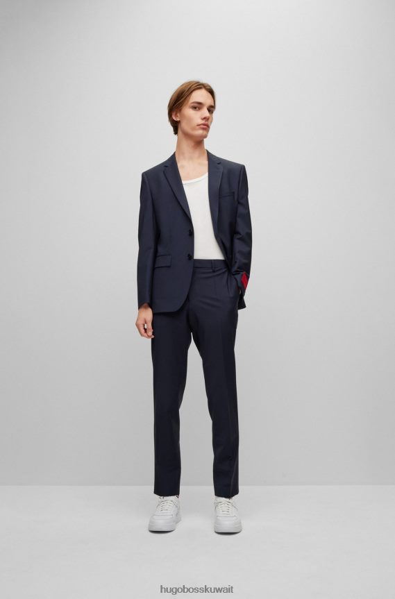 4TFNJN1795 أزرق غامق Hugo Boss بنطلون Hugo ذو قصة ضيقة مصنوع من قماش ثنائي التمدد باللون الأزرق الداكن