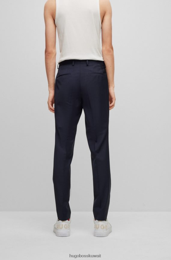 4TFNJN1795 أزرق غامق Hugo Boss بنطلون Hugo ذو قصة ضيقة مصنوع من قماش ثنائي التمدد باللون الأزرق الداكن