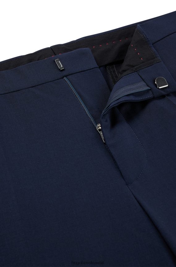 4TFNJN1795 أزرق غامق Hugo Boss بنطلون Hugo ذو قصة ضيقة مصنوع من قماش ثنائي التمدد باللون الأزرق الداكن