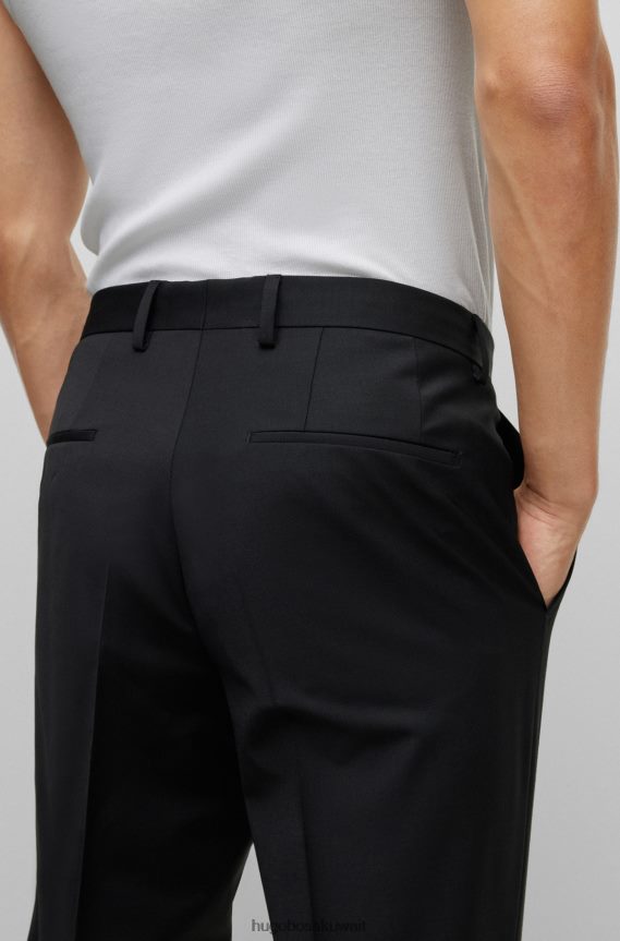 4TFNJN1796 أسود Hugo Boss بنطال بقصّة ضيّقة مصنوع من قماش هوغو ثنائي التمدد باللون الأسود