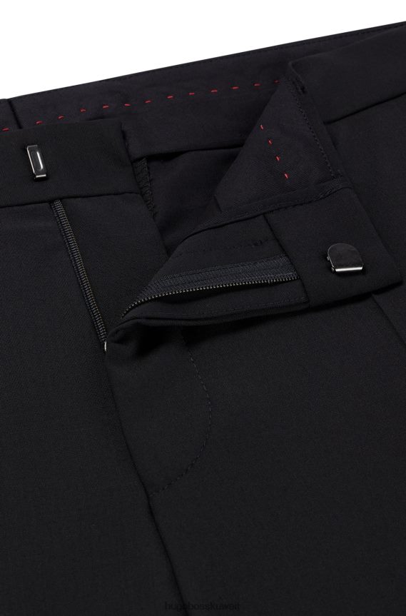 4TFNJN1796 أسود Hugo Boss بنطال بقصّة ضيّقة مصنوع من قماش هوغو ثنائي التمدد باللون الأسود