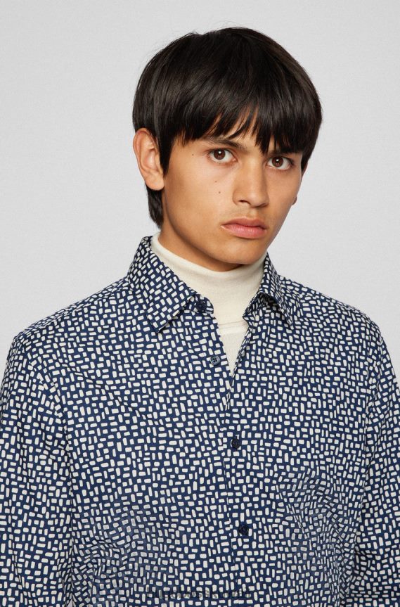 4TFNJN179 أزرق غامق/كحلي/أرجواني Hugo Boss قميص كاجوال لوكاس 50458661 أزرق داكن