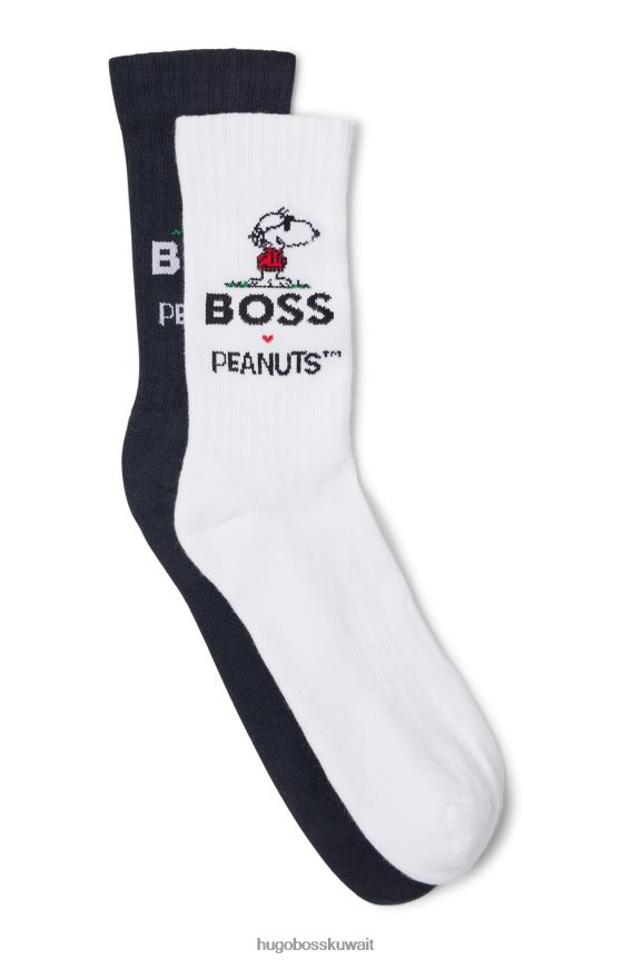 4TFNJN1803 أبيض أسود Hugo Boss × عبوة من قطعتين من الجوارب القطنية مع عمل فني حصري باللون الأسود