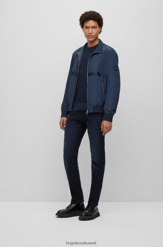 4TFNJN1805 أزرق غامق Hugo Boss جينز أزرق داكن بقصة عادية من قماش الدنيم المريح المطاطي باللون الأزرق والأسود