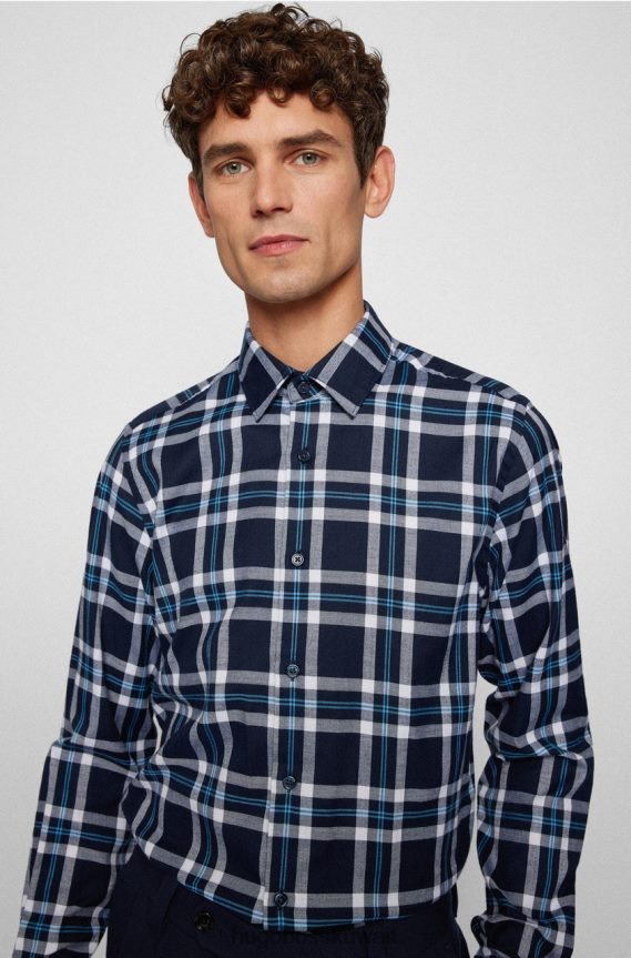4TFNJN180 أزرق غامق/أزرق متوسط Hugo Boss قميص كاجوال لوكاس 50458598 أزرق داكن