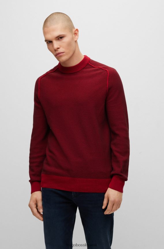 4TFNJN1815 أحمر Hugo Boss سترة هوغو برقبة دائرية من القطن والكابوك الأحمر