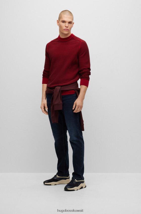 4TFNJN1815 أحمر Hugo Boss سترة هوغو برقبة دائرية من القطن والكابوك الأحمر