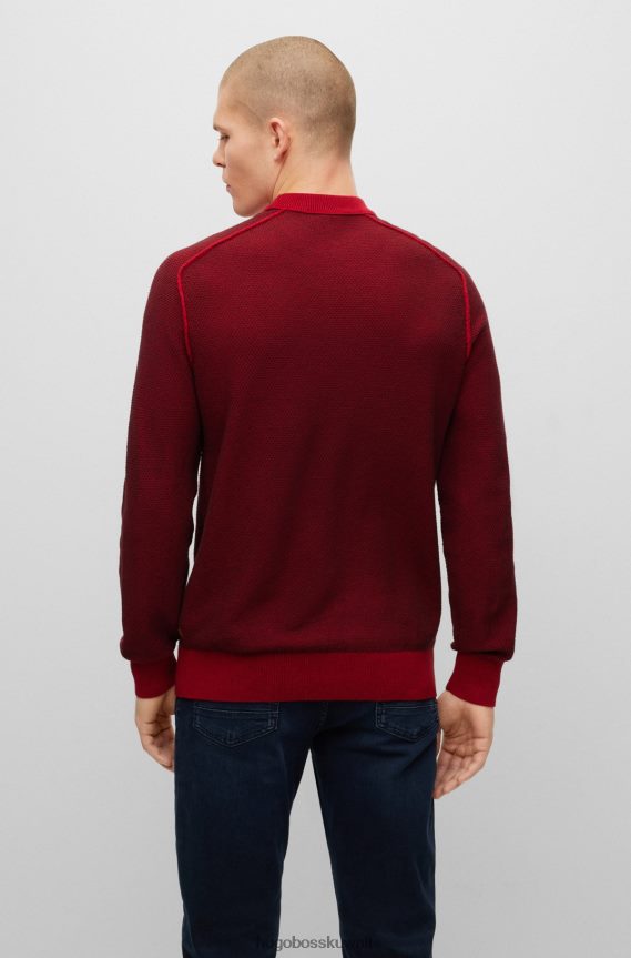 4TFNJN1815 أحمر Hugo Boss سترة هوغو برقبة دائرية من القطن والكابوك الأحمر