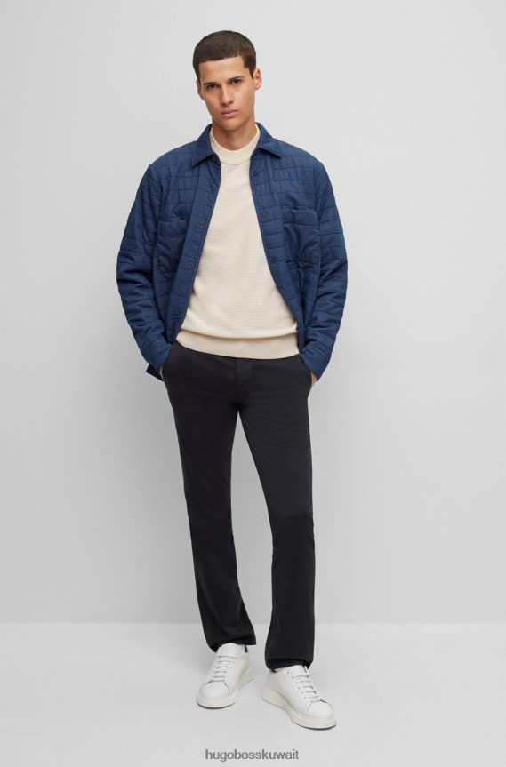 4TFNJN1816 أبيض Hugo Boss سترة بياقة دائرية من القطن والكابوك الأبيض هوغو