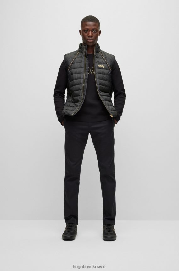 4TFNJN1817 أسود Hugo Boss سويت شيرت أسود من مزيج القطن بقصة عادية مع عمل فني شبكي