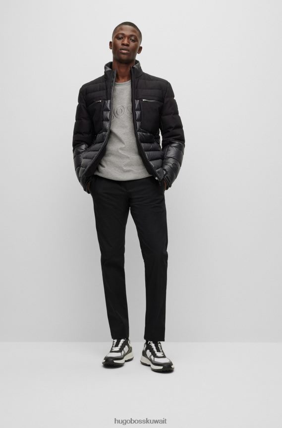 4TFNJN1818 رمادي فاتح Hugo Boss سويت شيرت من مزيج القطن بقصة عادية مع عمل فني شبكي من Hugo باللون الرمادي الفاتح