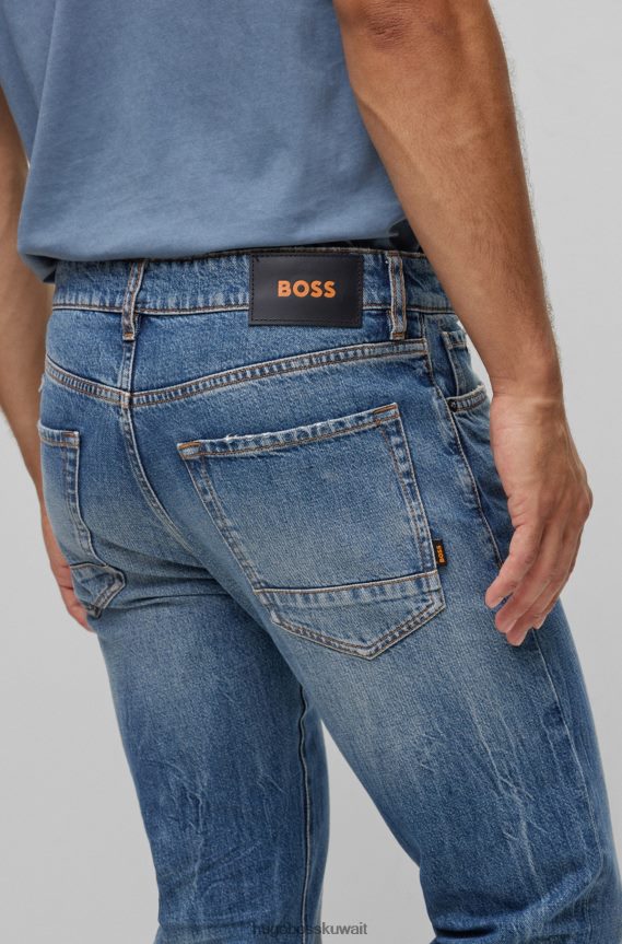 4TFNJN1819 أزرق Hugo Boss جينز هوغو الأزرق ذو المقاس العادي من قماش الدنيم الأزرق الصلب