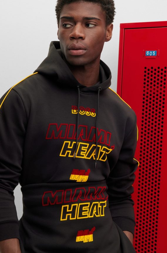 4TFNJN1828 الدوري الاميركي للمحترفين ميامي الحرارة Hugo Boss سترة بغطاء رأس من مزيج القطن والرابطة الوطنية لكرة السلة