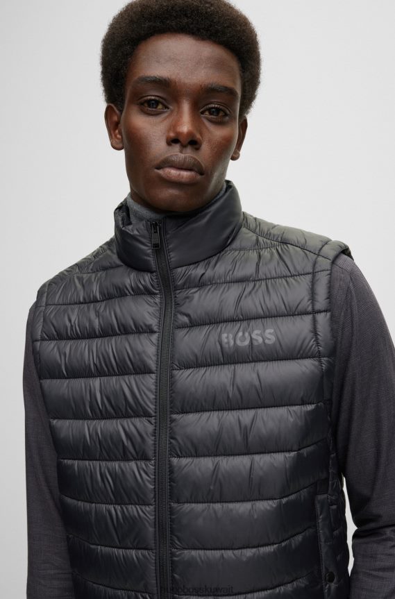 4TFNJN1831 أسود Hugo Boss جيليه قابل للحزم مع شعار نغمي هوغو الأسود