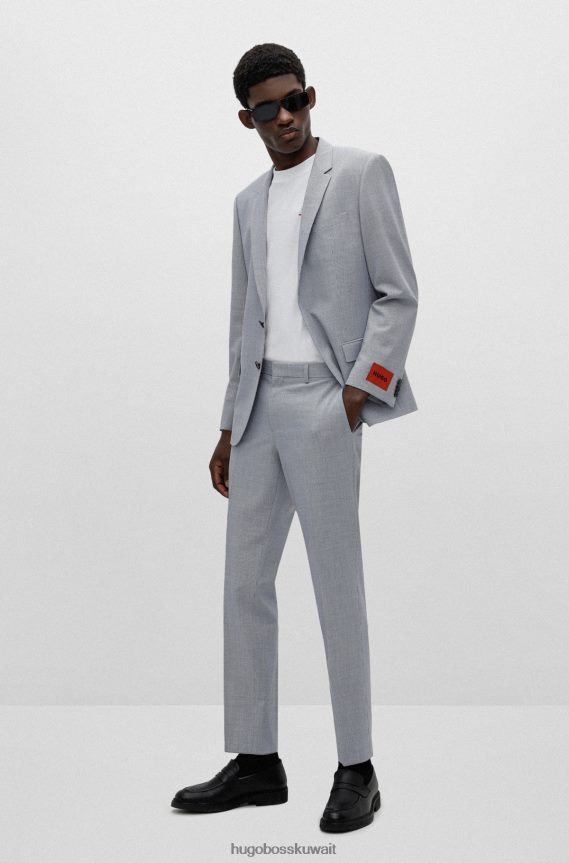 4TFNJN1838 أزرق فاتح Hugo Boss بدلة هوغو ذات لون أزرق فاتح بقصة ضيقة مصنوعة من قماش بيبيتا عالي الأداء