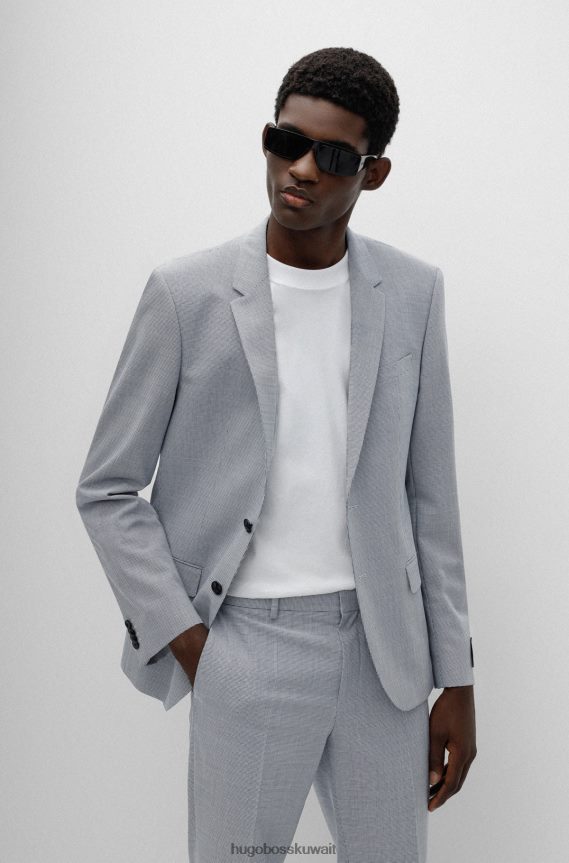 4TFNJN1838 أزرق فاتح Hugo Boss بدلة هوغو ذات لون أزرق فاتح بقصة ضيقة مصنوعة من قماش بيبيتا عالي الأداء