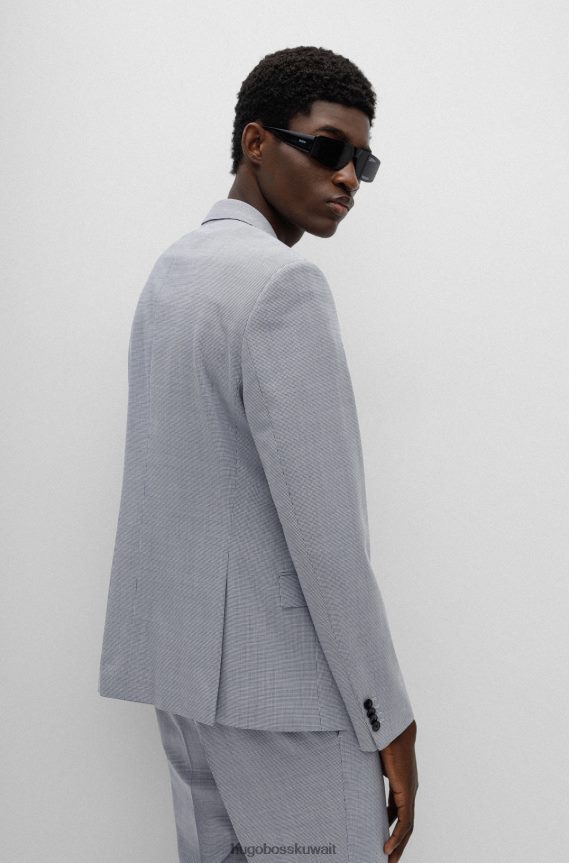 4TFNJN1838 أزرق فاتح Hugo Boss بدلة هوغو ذات لون أزرق فاتح بقصة ضيقة مصنوعة من قماش بيبيتا عالي الأداء