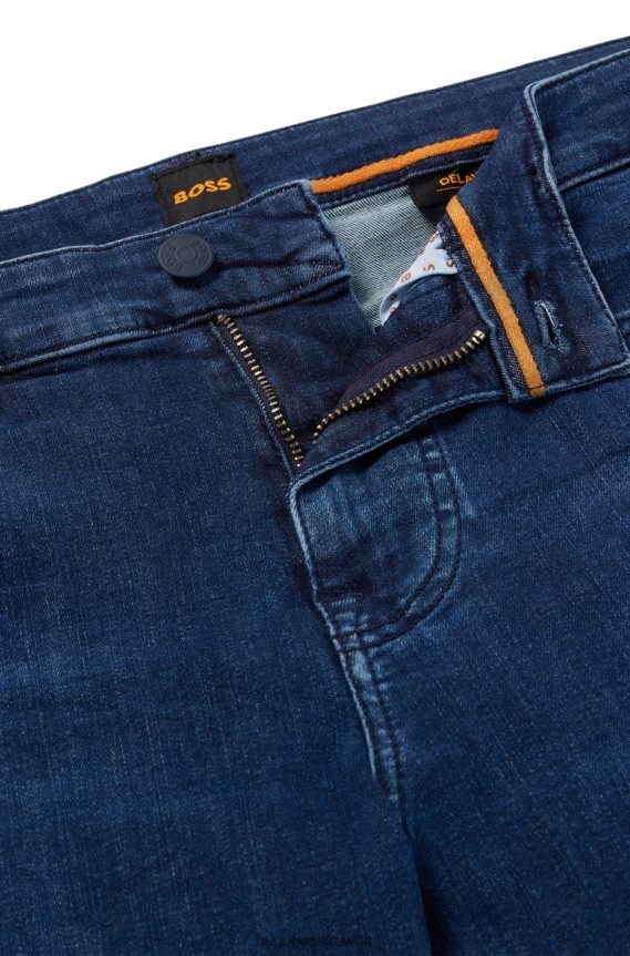 4TFNJN1839 أزرق غامق Hugo Boss جينز هوغو ذو قصة ضيقة باللون الأزرق الداكن من قماش الدنيم ذو الحركة الفائقة باللون الأزرق الداكن