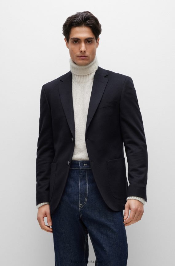 4TFNJN1841 أزرق غامق Hugo Boss سترة ذات مقاس عادي من الكشمير المسؤول باللون الأزرق الداكن