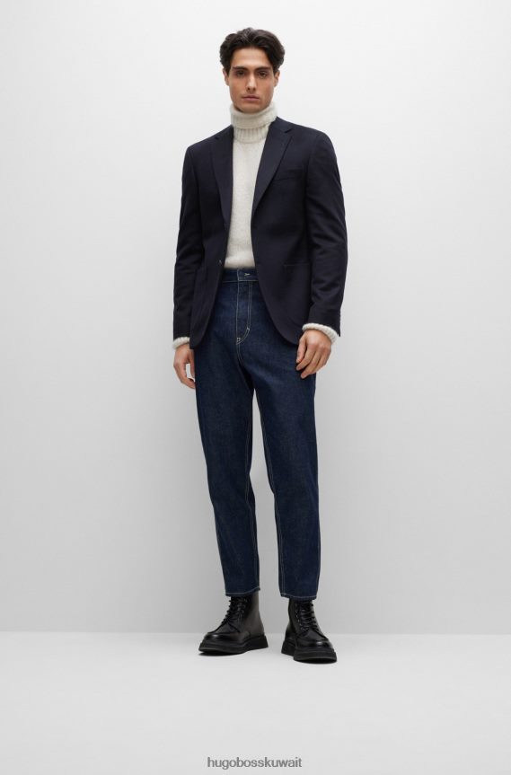 4TFNJN1841 أزرق غامق Hugo Boss سترة ذات مقاس عادي من الكشمير المسؤول باللون الأزرق الداكن