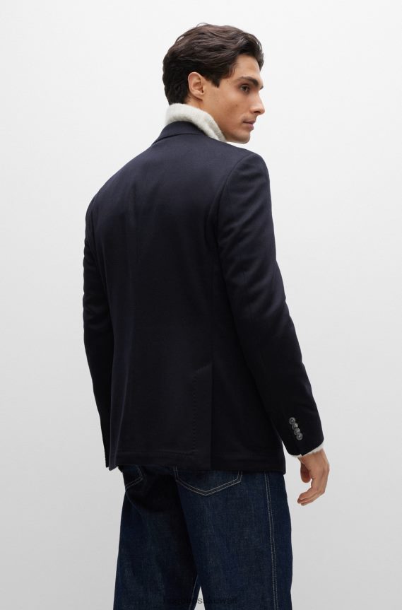 4TFNJN1841 أزرق غامق Hugo Boss سترة ذات مقاس عادي من الكشمير المسؤول باللون الأزرق الداكن