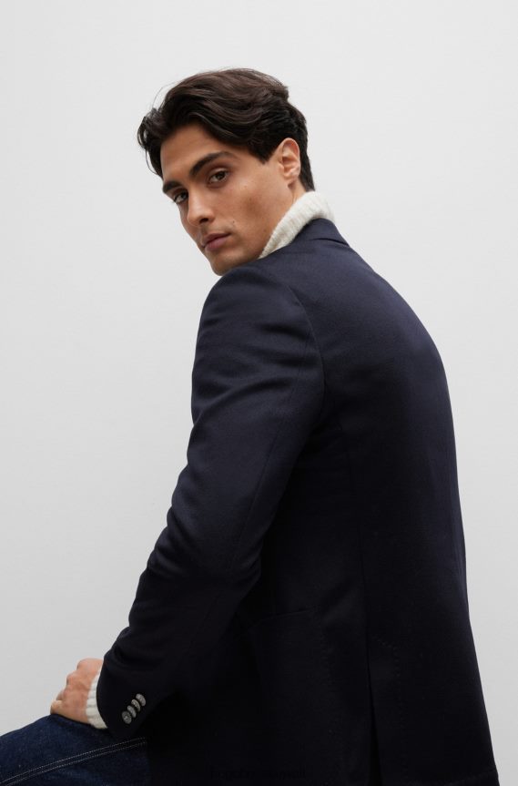 4TFNJN1841 أزرق غامق Hugo Boss سترة ذات مقاس عادي من الكشمير المسؤول باللون الأزرق الداكن