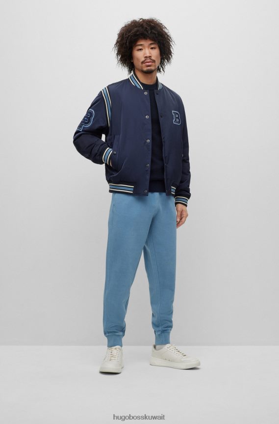 4TFNJN1843 أزرق غامق Hugo Boss سترة من القطن والكشمير مع هيكل بلونين هوغو باللون الأزرق الداكن