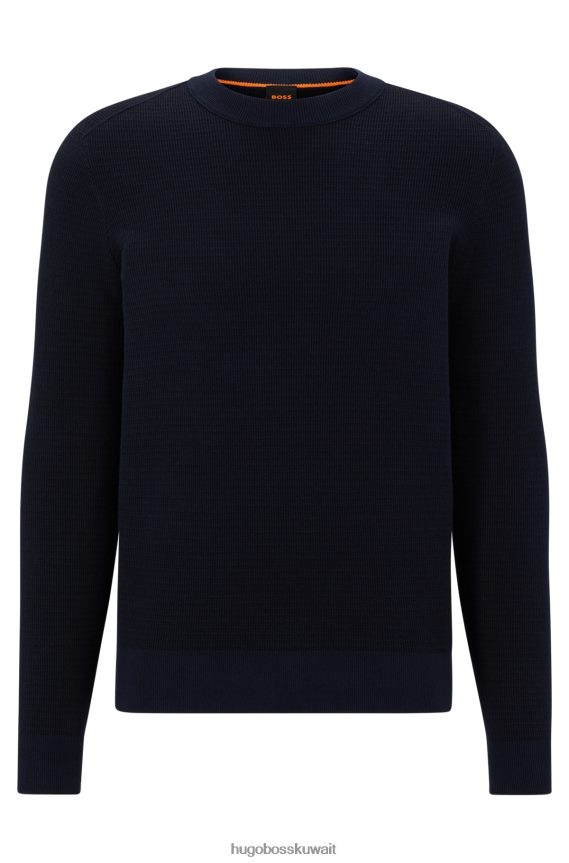 4TFNJN1843 أزرق غامق Hugo Boss سترة من القطن والكشمير مع هيكل بلونين هوغو باللون الأزرق الداكن