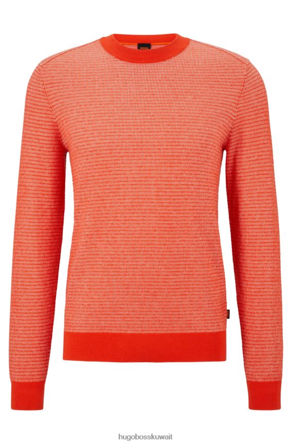 4TFNJN1844 أحمر Hugo Boss سترة هوغو من القطن والكشمير باللون الأحمر بهيكل ثنائي اللون