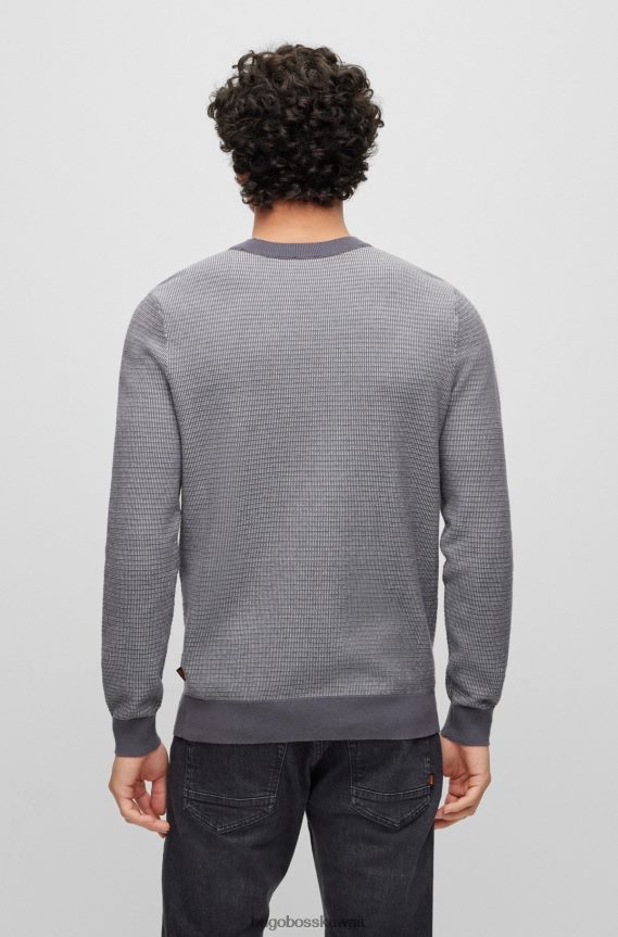 4TFNJN1845 رمادي Hugo Boss سترة هوغو من القطن والكشمير باللون الرمادي مع هيكل ثنائي اللون