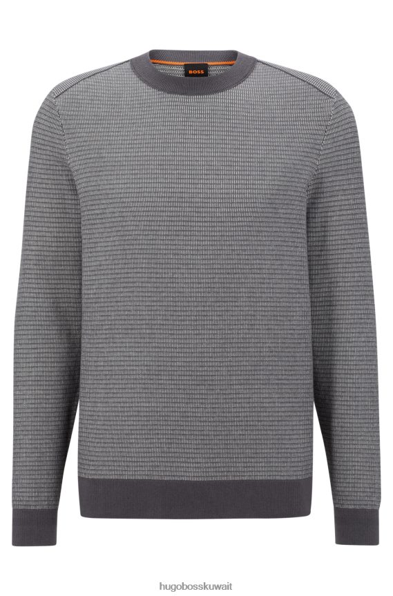 4TFNJN1845 رمادي Hugo Boss سترة هوغو من القطن والكشمير باللون الرمادي مع هيكل ثنائي اللون