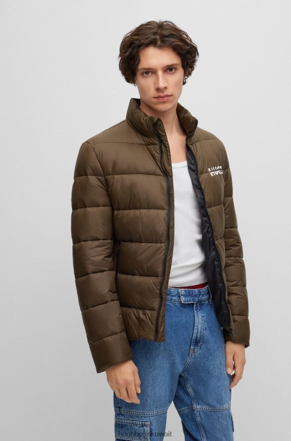 4TFNJN1848 الكاكي Hugo Boss سترة كاكي ضيقة مصنوعة من قماش هوغو المُعاد تدويره والمقاوم للماء