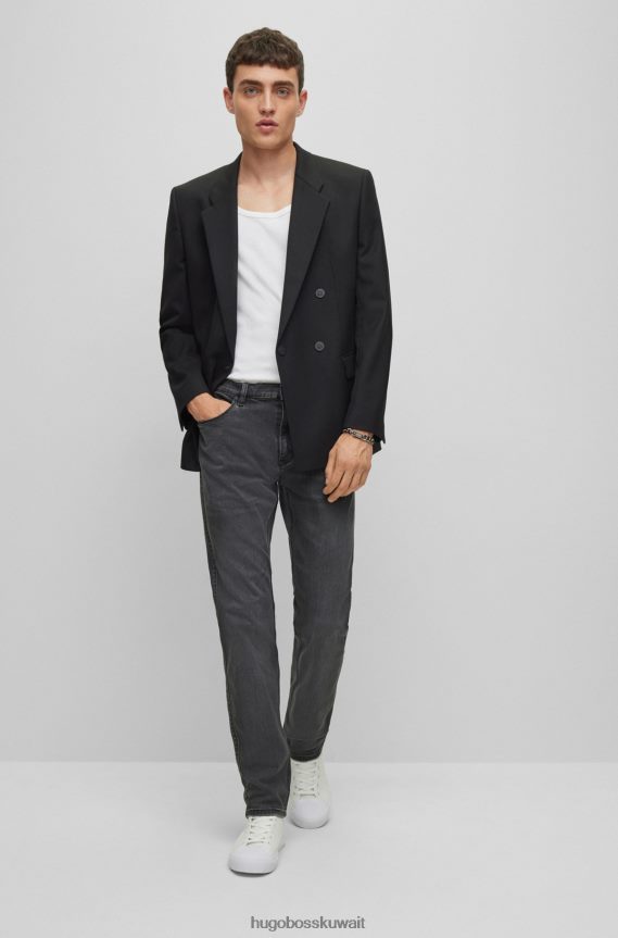 4TFNJN1850 الرمادي الداكن Hugo Boss بنطلون جينز Hugo ذو قصة ضيقة باللون الرمادي الداكن من قماش الدنيم الأسود المريح
