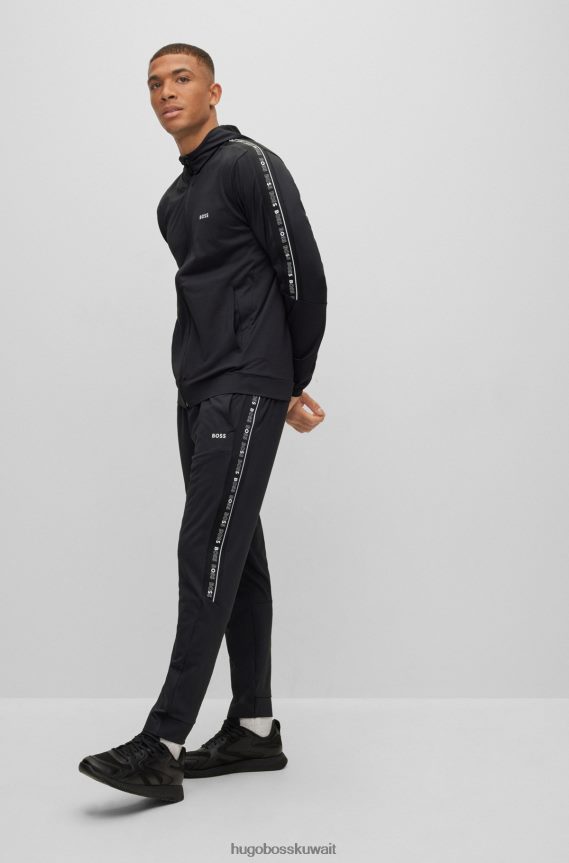 4TFNJN1851 أسود Hugo Boss هوغو هوديي بسحاب أسود مع شريط شعار