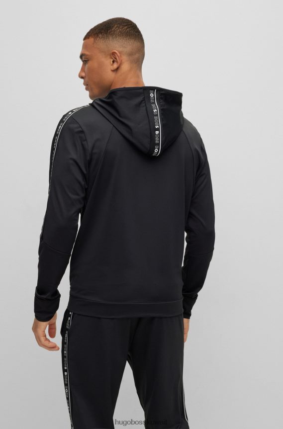 4TFNJN1851 أسود Hugo Boss هوغو هوديي بسحاب أسود مع شريط شعار