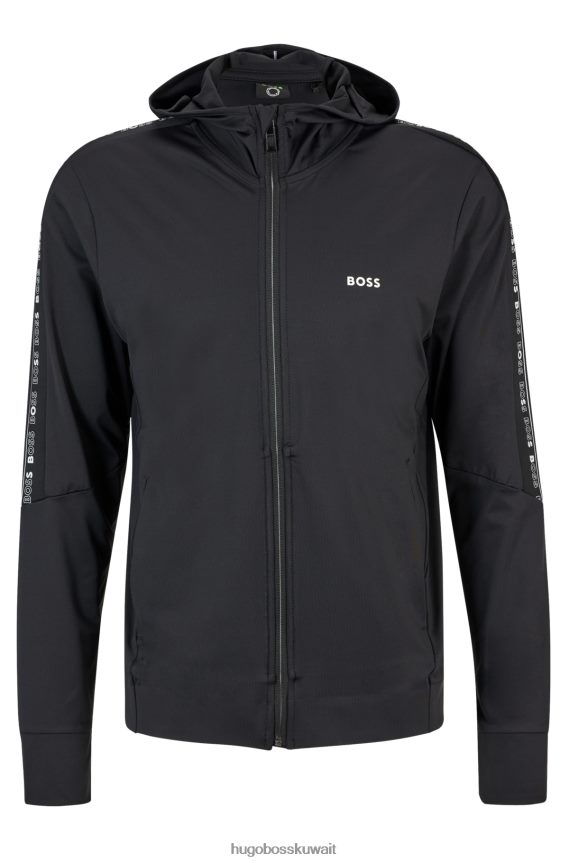 4TFNJN1851 أسود Hugo Boss هوغو هوديي بسحاب أسود مع شريط شعار