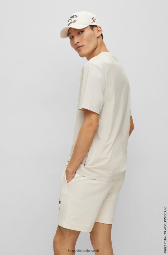 4TFNJN1855 أبيض Hugo Boss رقبة دائرية × الفول السوداني مصنوعة من قطن الجيرسيه مع تي شيرت عمل فني حصري