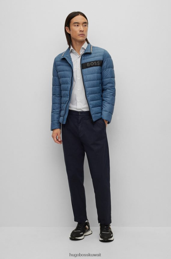 4TFNJN1858 أزرق غامق Hugo Boss بنطلون بقصة ضيقة باللون الأزرق الداكن من قماش الجبردين القطني المطاطي