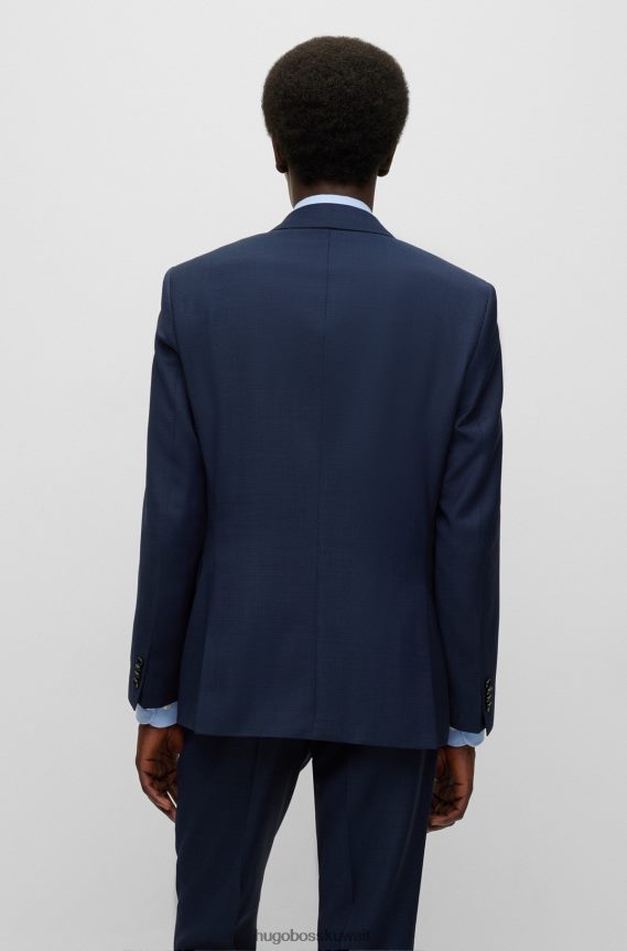 4TFNJN1862 أزرق غامق Hugo Boss بدلة Hugo باللون الأزرق الداكن مكونة من ثلاث قطع من الصوف البكر بنقش صغير