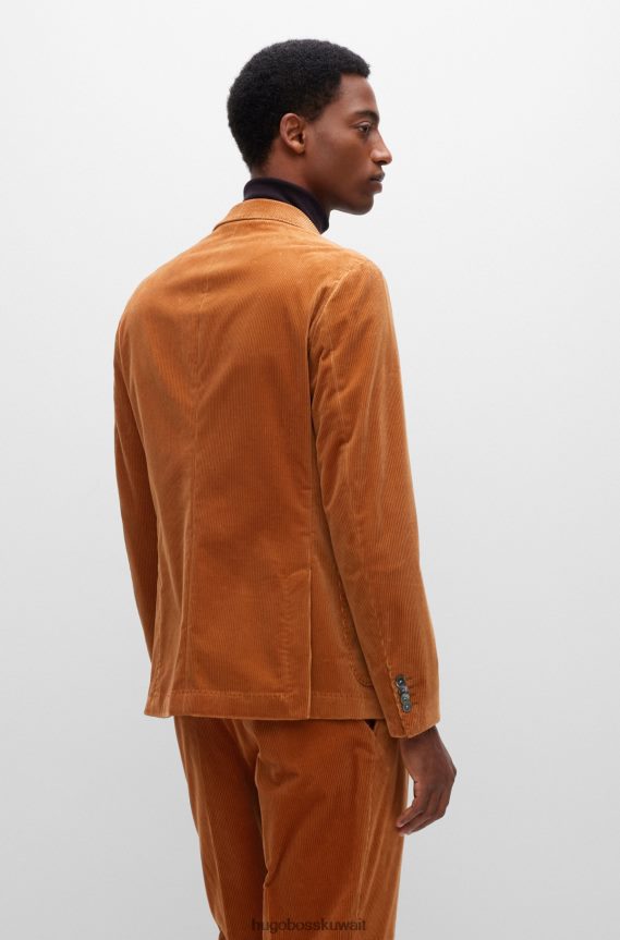 4TFNJN1864 بني Hugo Boss سترة ضيقة مصنوعة من القطن المضلع البني هوغو