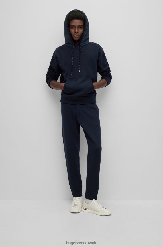 4TFNJN1866 أزرق غامق Hugo Boss هوديي مزدوج الوجه من القطن والصوف البكر هوغو باللون الأزرق الداكن