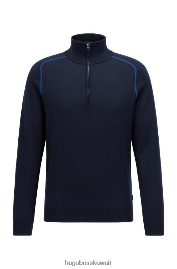 4TFNJN186 البحرية / البيج Hugo Boss متماسكة نصف الرمز البريدي نيلو 50457678 البحرية