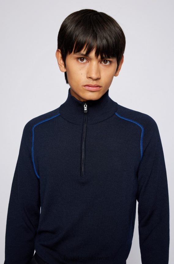 4TFNJN186 البحرية / البيج Hugo Boss متماسكة نصف الرمز البريدي نيلو 50457678 البحرية